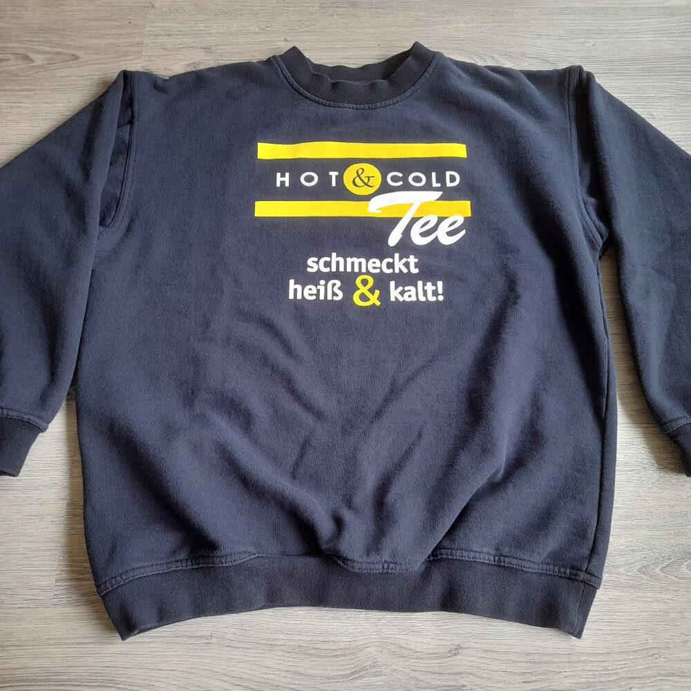 Vintage German Tea Sweatshirt by Snap Sportswear Size Medium 44" Chest Black
